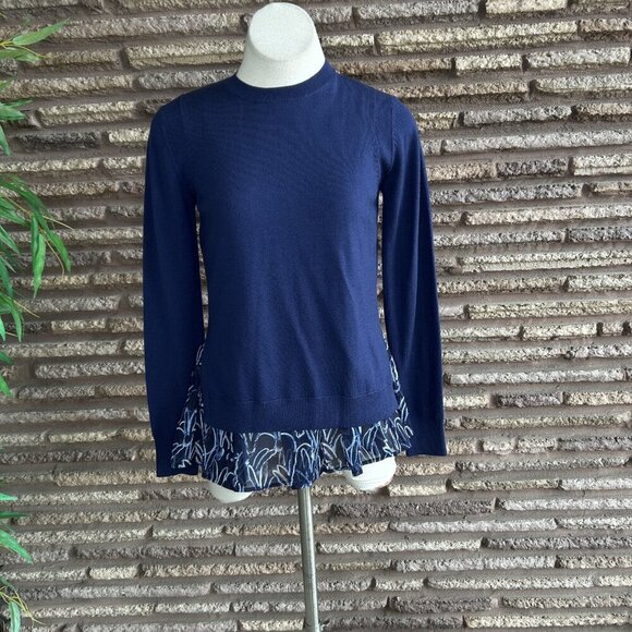 Grey Jason Wu Blue Crewneck Sweater Blouse Attached Size Small - Picture 7 of 9